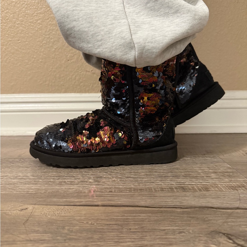 UGG Black and Multicolor Sequin Ankle Boots used